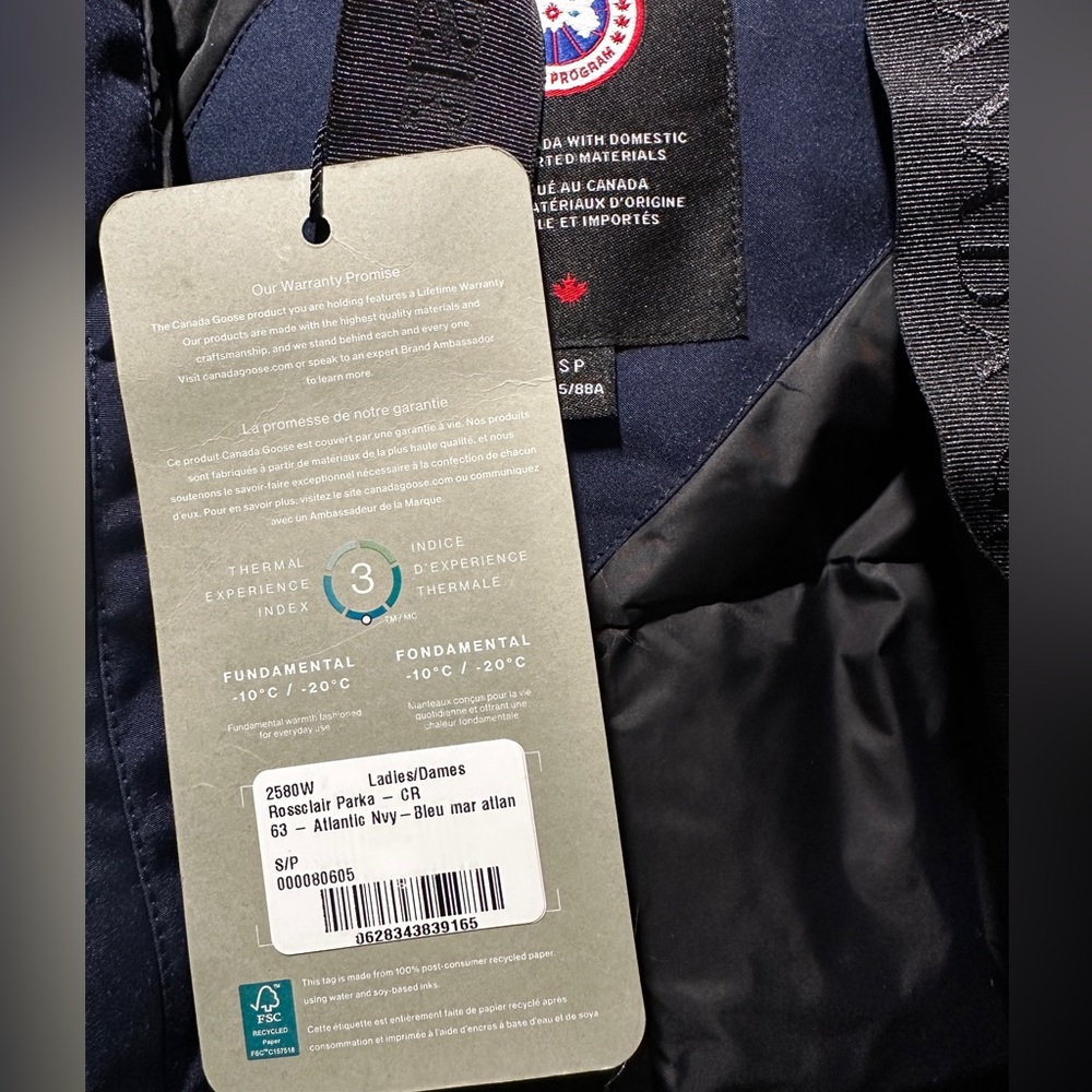 NWT New Canada Goode Rossclaire Down Parka in Atlantic Navy Size Small - Picture 5 of 10
